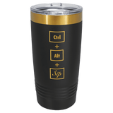 A Black LyteWork Engraving 20 oz. /Bright Gold ION-Plated Ringneck Tumbler Slider Lid