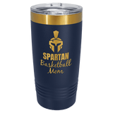 A Navy Blue LyteWork Engraving 20 oz. /Bright Gold ION-Plated Ringneck Tumbler Slider Lid