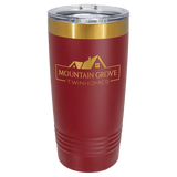 A Maroon LyteWork Engraving 20 oz. /Bright Gold ION-Plated Ringneck Tumbler Slider Lid