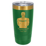 A Green LyteWork Engraving 20 oz. /Bright Gold ION-Plated Ringneck Tumbler Slider Lid