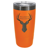 An Orange LyteWork Engraving 20 oz. /Ghost Black ION-Plated Ringneck Tumbler Slider Lid