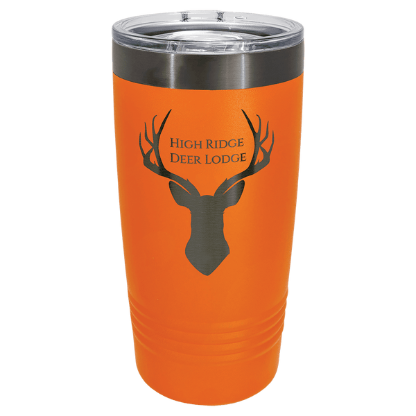 An Orange LyteWork Engraving 20 oz. /Ghost Black ION-Plated Ringneck Tumbler Slider Lid