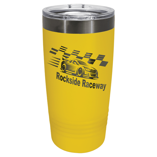 A Yellow LyteWork Engraving 20 oz. /Ghost Black ION-Plated Ringneck Tumbler Slider Lid