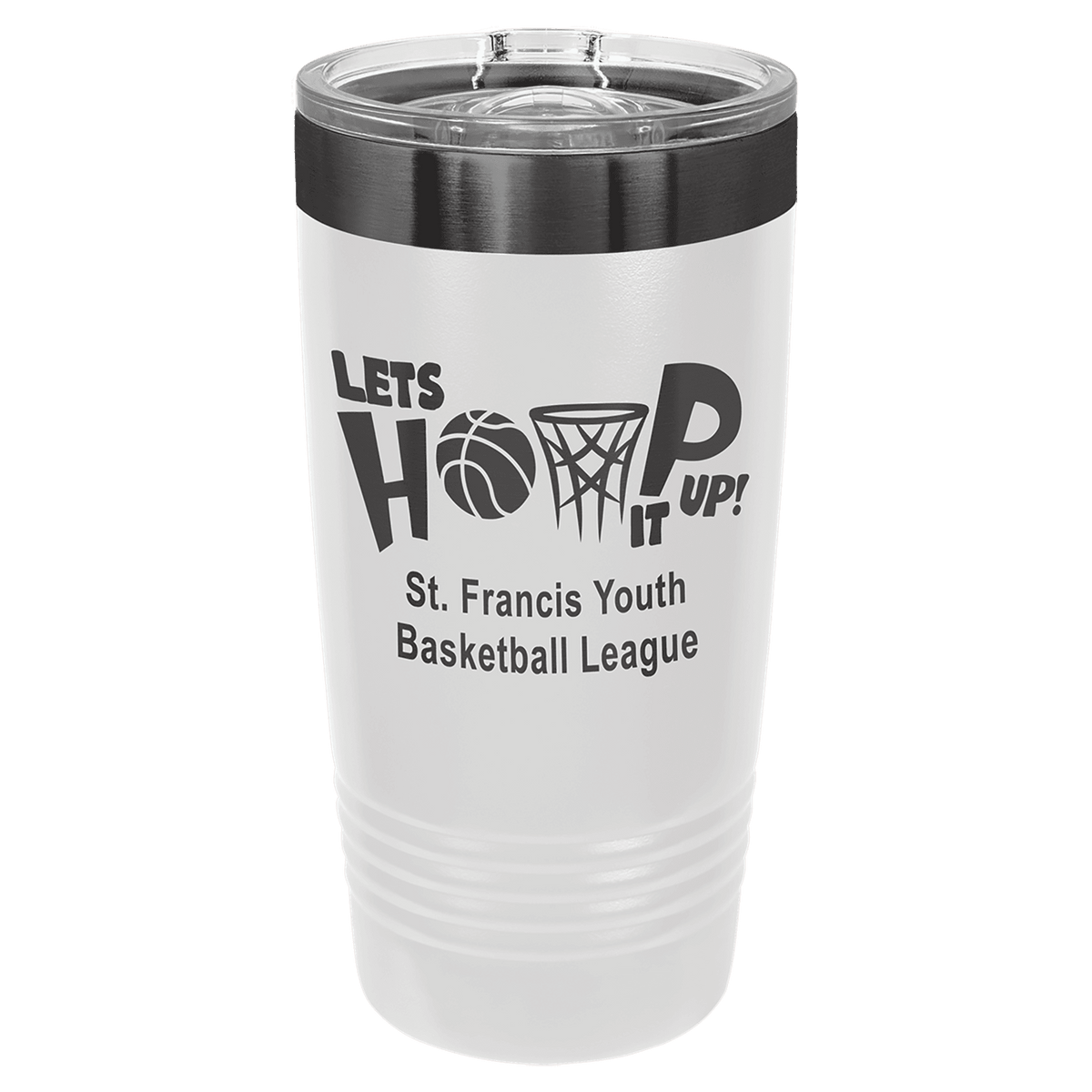 20oz White-Ghost ION-Plated Ringneck Tumbler with Sliding Lid - Laser Engraved Drinkware