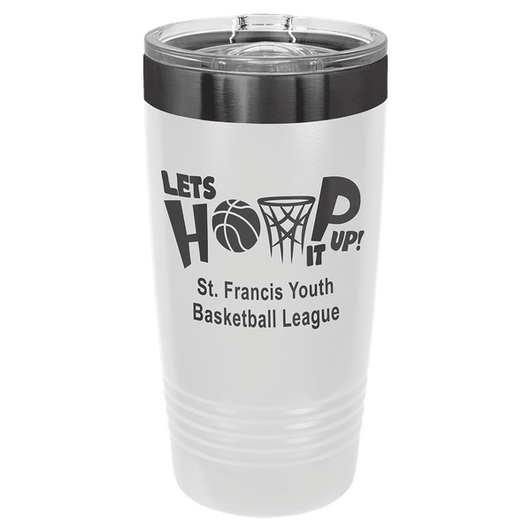 20oz White-Ghost ION-Plated Ringneck Tumbler with Sliding Lid - Laser Engraved Drinkware