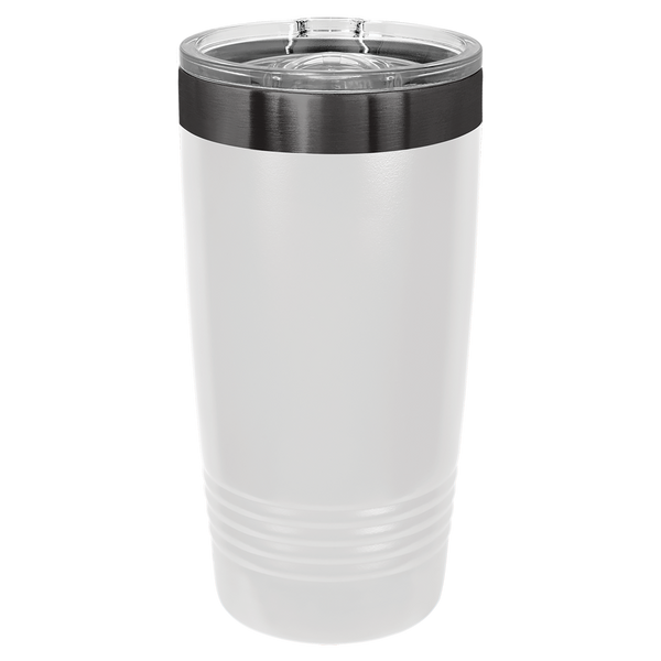 20oz White-Ghost ION-Plated Ringneck Tumbler with Sliding Lid - Laser Engraved Drinkware