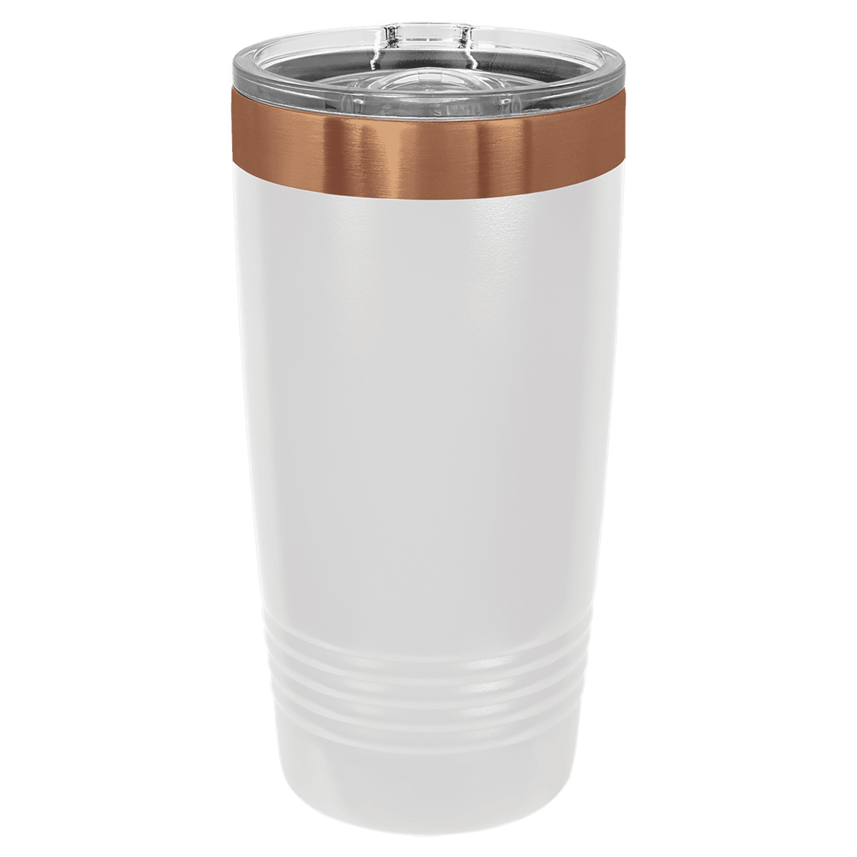 20oz White-Rose Gold ION-Plated Ringneck Tumbler with Sliding Lid - Laser Engraved Drinkware