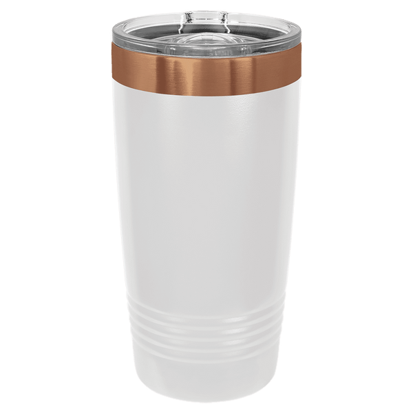 20oz White-Rose Gold ION-Plated Ringneck Tumbler with Sliding Lid - Laser Engraved Drinkware