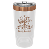 20oz White-Rose Gold ION-Plated Ringneck Tumbler with Sliding Lid - Laser Engraved Drinkware