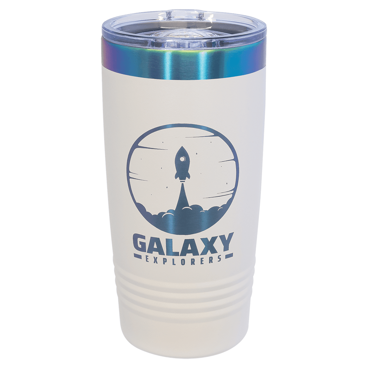20oz White-Prism ION-Plated Ringneck Tumbler with Sliding Lid - Laser Engraved Drinkware
