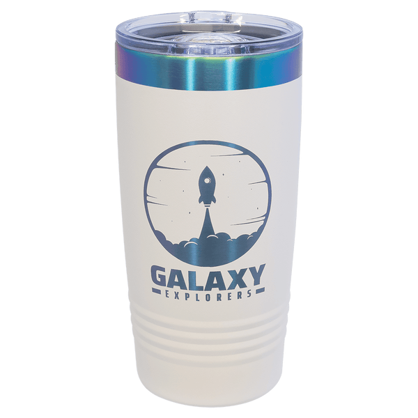 20oz White-Prism ION-Plated Ringneck Tumbler with Sliding Lid - Laser Engraved Drinkware