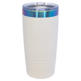 20oz White-Prism ION-Plated Ringneck Tumbler with Sliding Lid - Laser Engraved Drinkware
