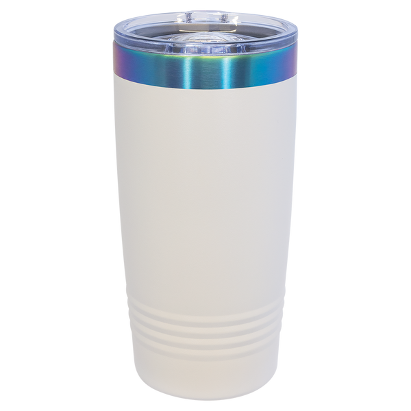20oz White-Prism ION-Plated Ringneck Tumbler with Sliding Lid - Laser Engraved Drinkware
