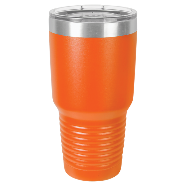 Orange with Silver Engraving 30 Oz Tumbler - Laser Engraved Drinkware