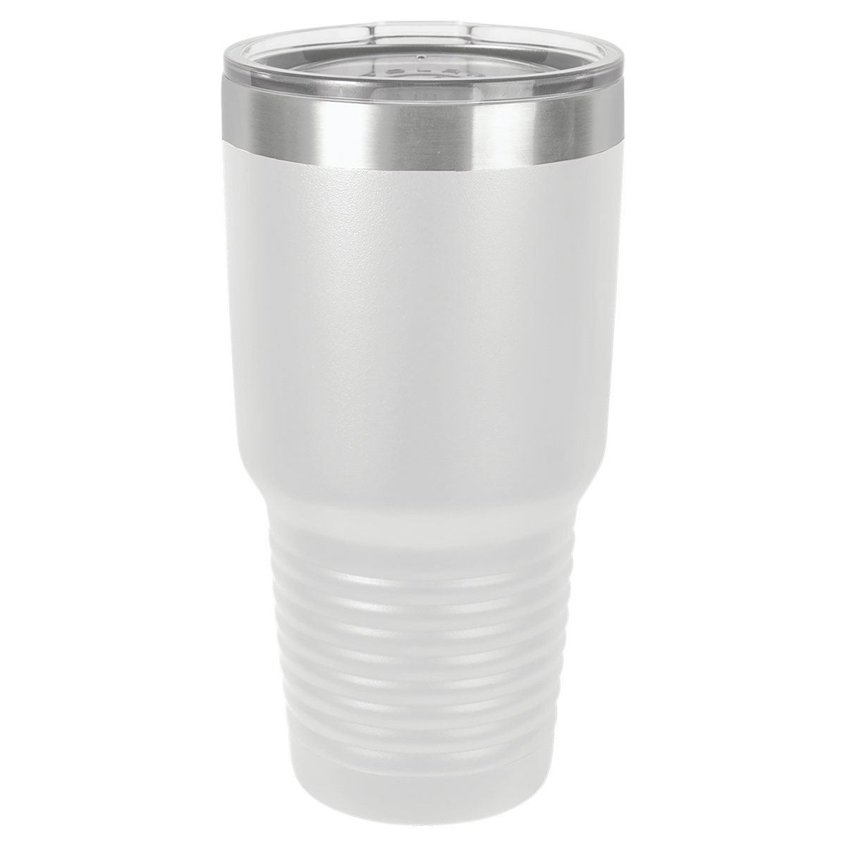 White with Silver Engraving 30 Oz Tumbler - Laser Engraved Drinkware