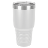 White with Silver Engraving 30 Oz Tumbler - Laser Engraved Drinkware