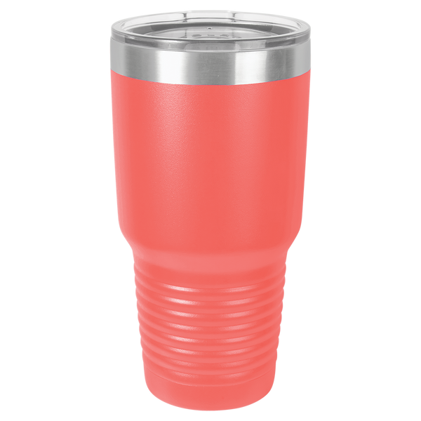 Coral with Silver Engraving 30 Oz Tumbler - Laser Engraved Drinkware