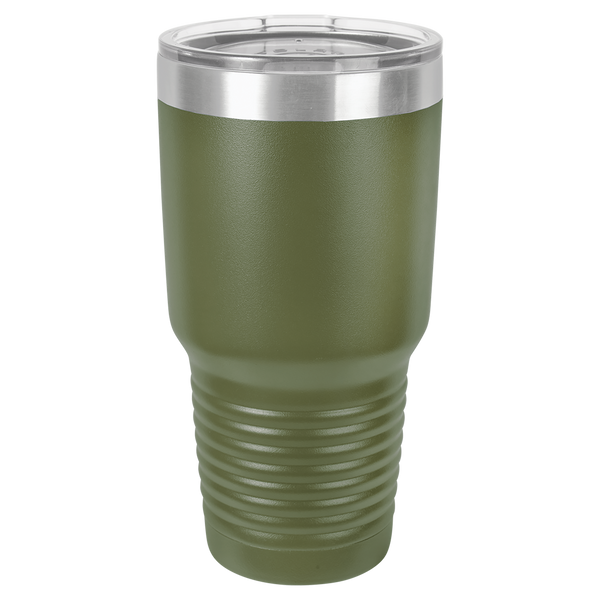 Olive Green with Silver Engraving 30 Oz Tumbler - Laser Engraved Drinkware