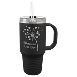 A Black LyteWork Engraving 32 oz. Travel Mug Snap Lid & Straw