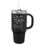 A Black LyteWork Engraving 32 oz. Travel Mug Snap Lid & Straw
