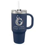 A Navy Blue LyteWork Engraving 32 oz. Travel Mug Snap Lid & Straw