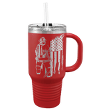 A Red LyteWork Engraving 32 oz. Travel Mug Snap Lid & Straw