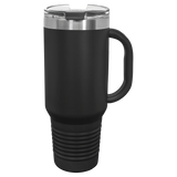 Black with Silver Engraving 40oz Travel Mug - Laser Engraved Drinkware