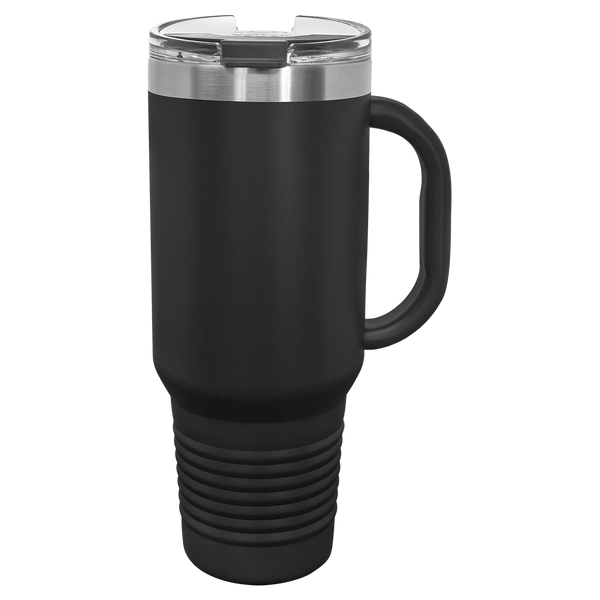 Black with Silver Engraving 40oz Travel Mug - Laser Engraved Drinkware