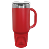 Red with Silver Engraving 40oz Travel Mug - Laser Engraved Drinkware
