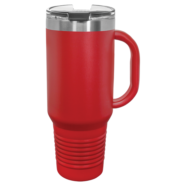 Red with Silver Engraving 40oz Travel Mug - Laser Engraved Drinkware