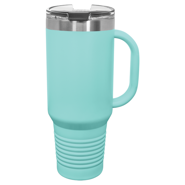 Teal with Silver Engraving 40oz Travel Mug - Laser Engraved Drinkware