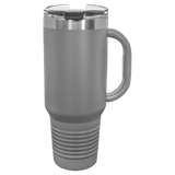 Dark Gray with Silver Engraving 40oz Travel Mug - Laser Engraved Drinkware