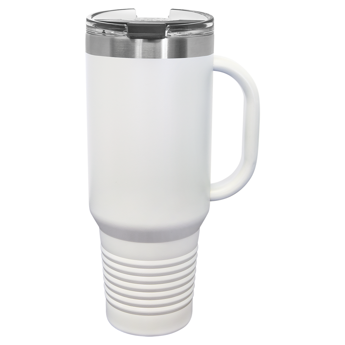 White with Silver Engraving 40oz Travel Mug - Laser Engraved Drinkware