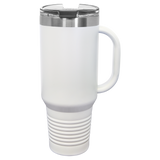 White with Silver Engraving 40oz Travel Mug - Laser Engraved Drinkware