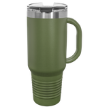 Olive Green with Silver Engraving 40oz Travel Mug - Laser Engraved Drinkware