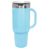 Light Blue with Silver Engraving 40oz Travel Mug - Laser Engraved Drinkware