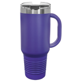 Purple with Silver Engraving 40oz Travel Mug - Laser Engraved Drinkware