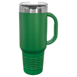 Green with Silver Engraving 40oz Travel Mug - Laser Engraved Drinkware