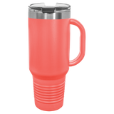 Coral with Silver Engraving 40oz Travel Mug - Laser Engraved Drinkware