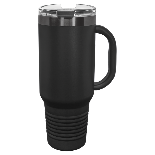 40 oz Travel Mug Black with Ghost ION Plated - Laser Engraved Drinkware