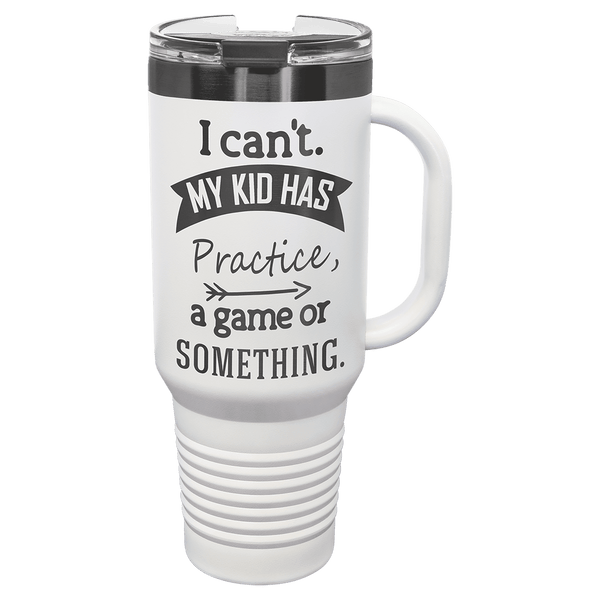 40oz Travel Mug White with Ghost ION Plated - Laser Engraved Drinkware