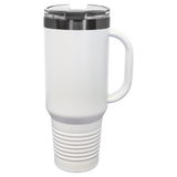 40oz Travel Mug White with Ghost ION Plated - Laser Engraved Drinkware
