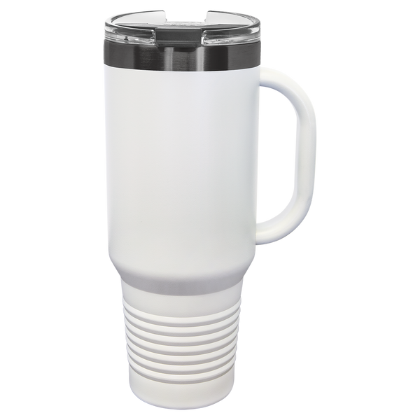 40oz Travel Mug White with Ghost ION Plated - Laser Engraved Drinkware