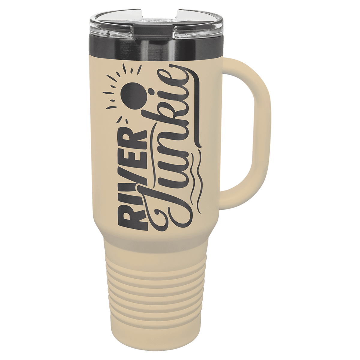 Warm Sand with Ghost Engraving 40oz Travel Mug Sand with Ghost ION Plated - Laser Engraved Drinkware