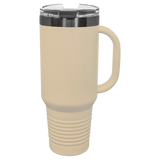 Warm Sand with Ghost Engraving 40oz Travel Mug Sand with Ghost ION Plated - Laser Engraved Drinkware