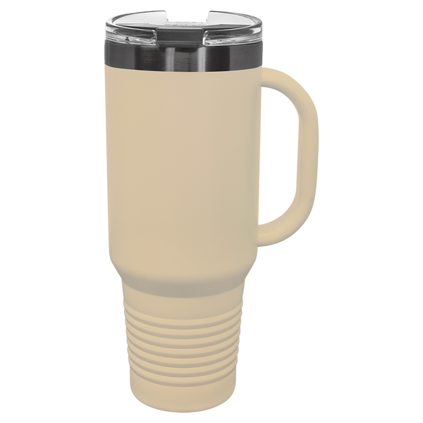 Warm Sand with Ghost Engraving 40oz Travel Mug Sand with Ghost ION Plated - Laser Engraved Drinkware