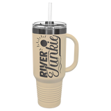 Warm Sand with Ghost Engraving 40oz Travel Mug Sand with Ghost ION Plated - Laser Engraved Drinkware