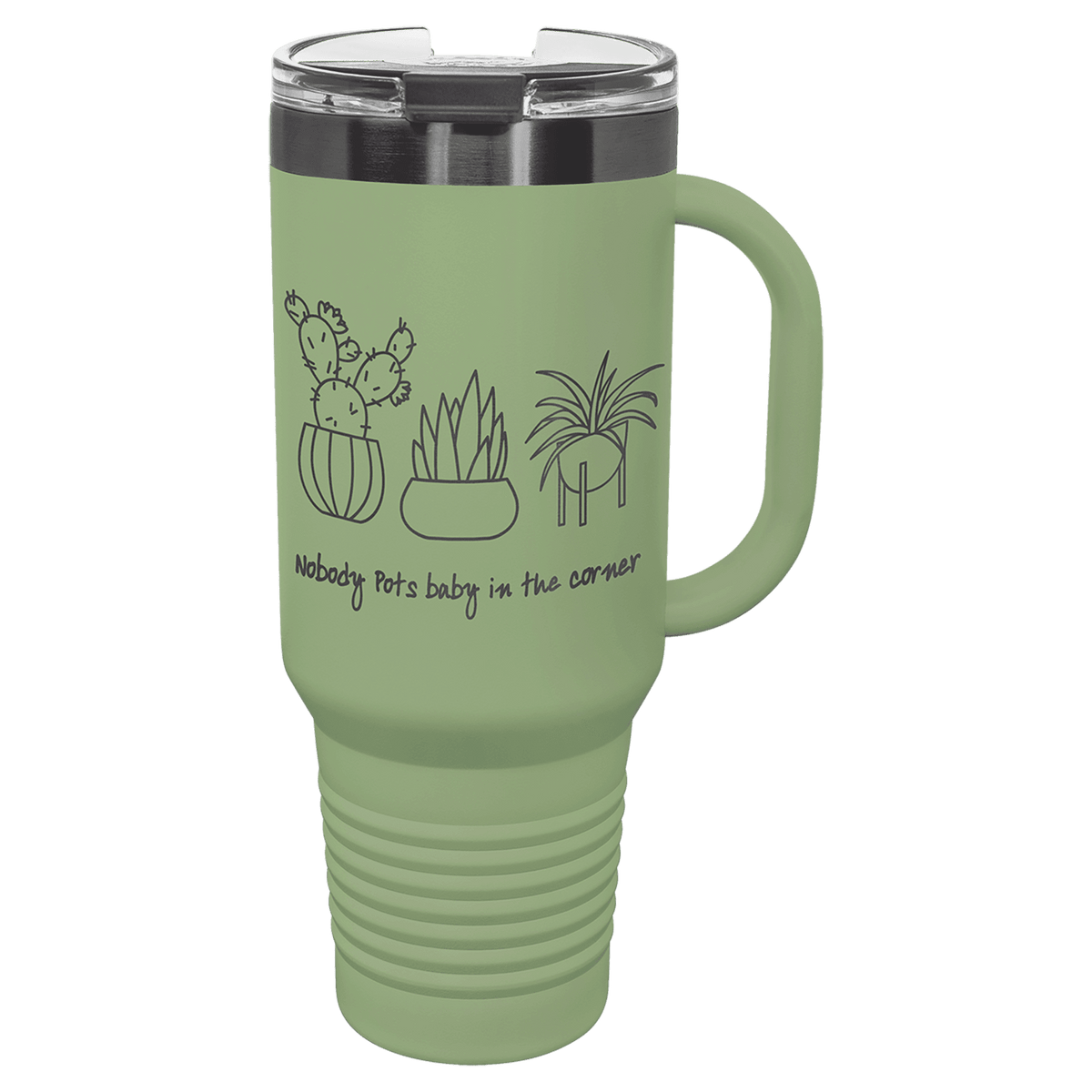 Green with Ghost Engraving 40oz Travel Mug Sage with Ghost ION Plated - Laser Engraved Drinkware