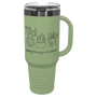 Green with Ghost Engraving 40oz Travel Mug Sage with Ghost ION Plated - Laser Engraved Drinkware