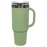 Green with Ghost Engraving 40oz Travel Mug Sage with Ghost ION Plated - Laser Engraved Drinkware